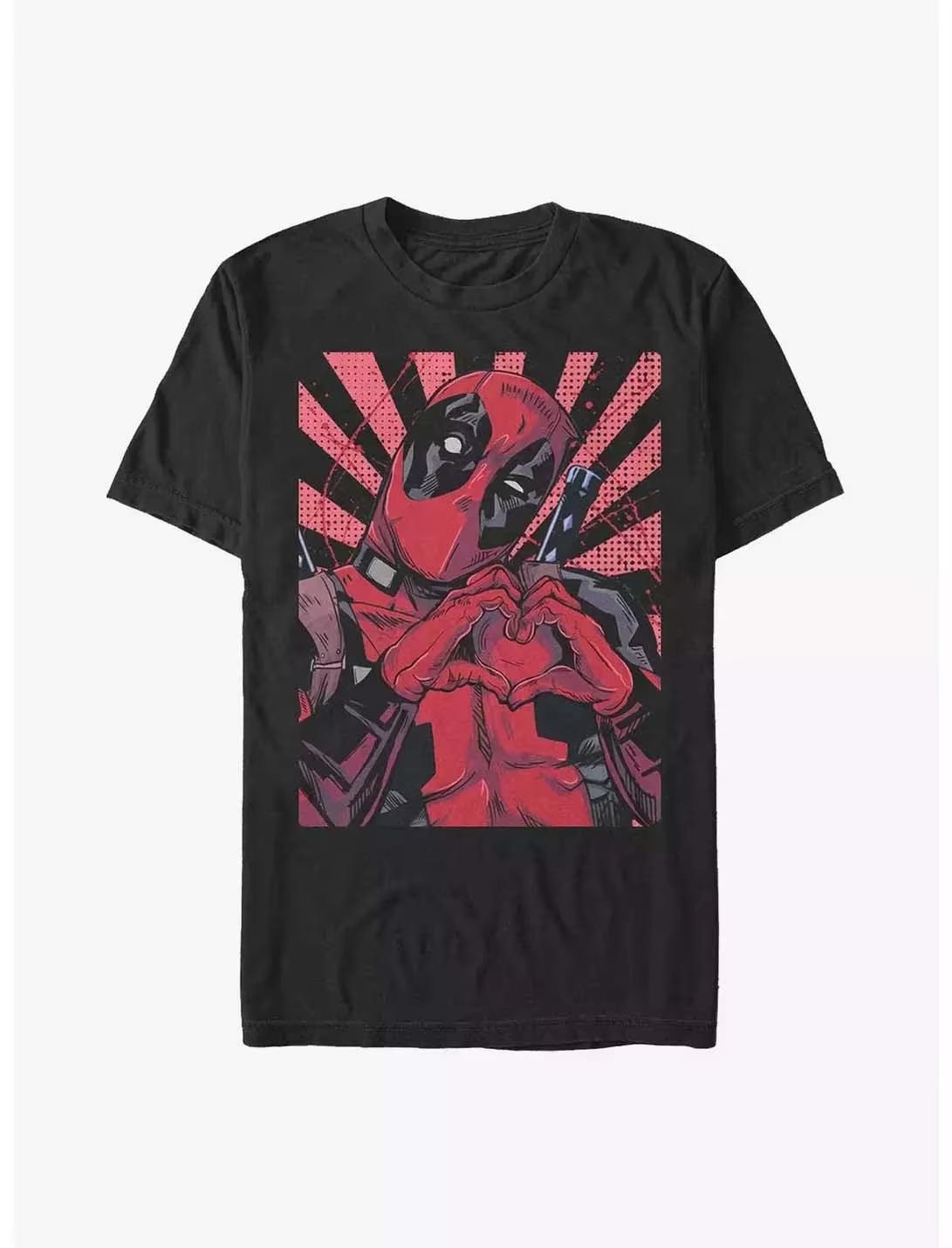 2026 new Marvel genuine new trendy Marvel Deadpool lovethemed comic print oversized shortsleeved loose roundneck Tshirt M
