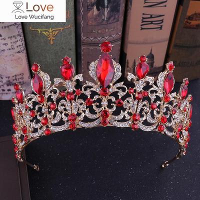 Rot Schwarz Kristall Hochzeitsdiadem Brautkrone Für Hochzeit Braut Gold Strass Kronen Stirnband Schmuck Haarschmuck