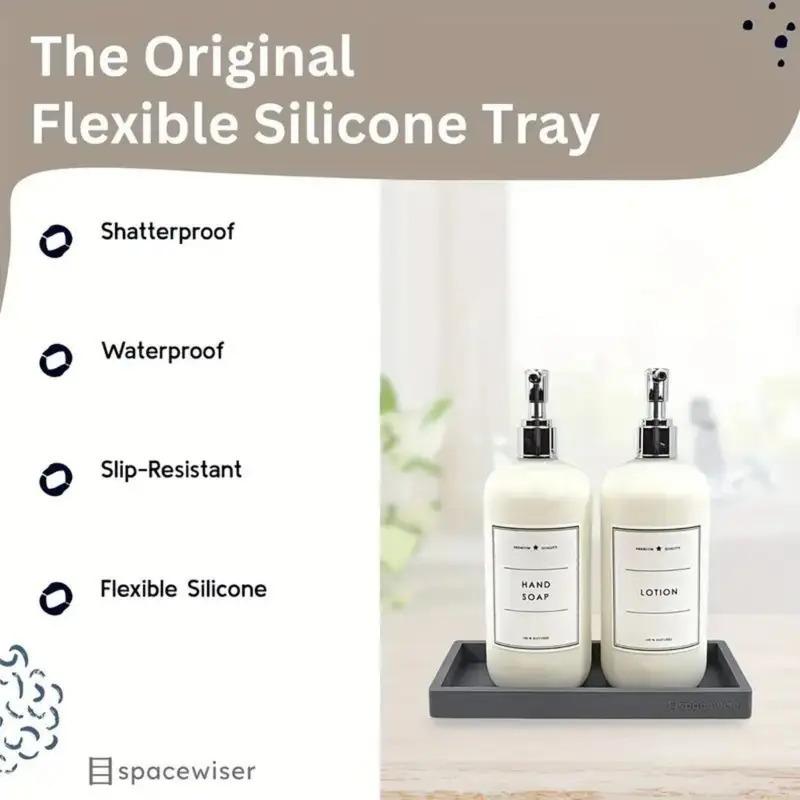 1 bathroom countertop silicone hand sanitizer shampoo storage tray, suitable for decorative storage jewelry display