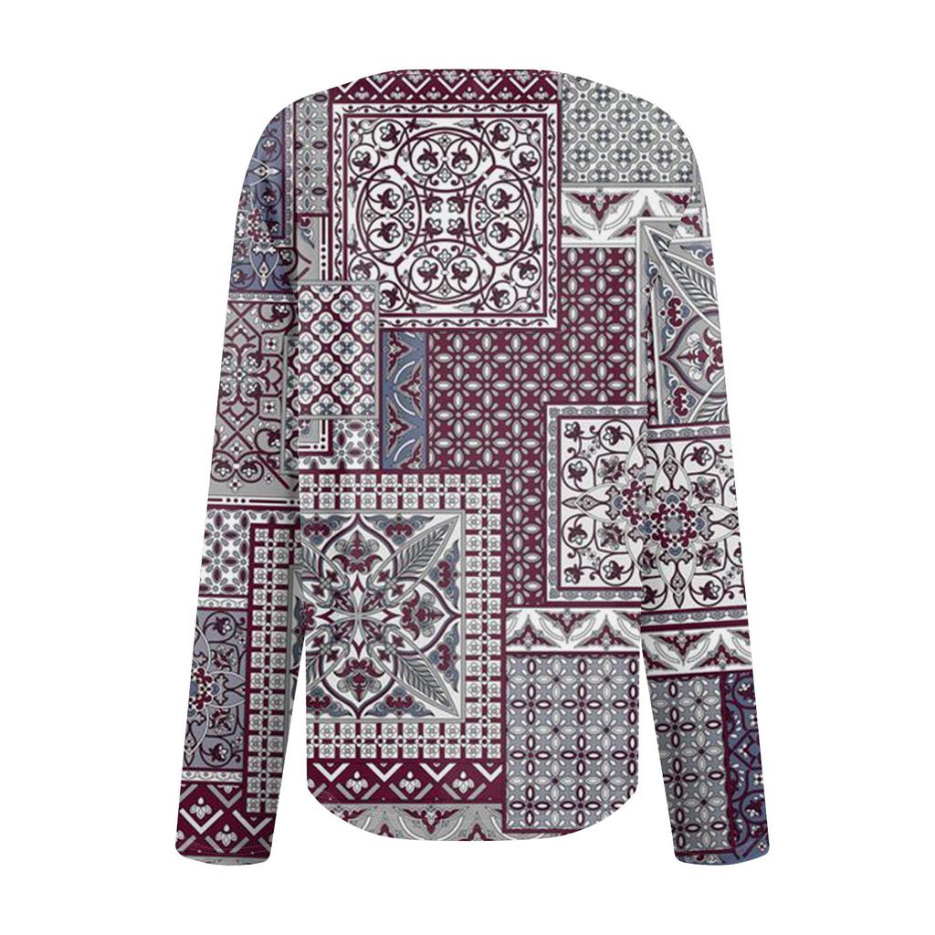 Damenmode Lässiges Rundhals-Langarm-T-Shirt mit Aufdruck