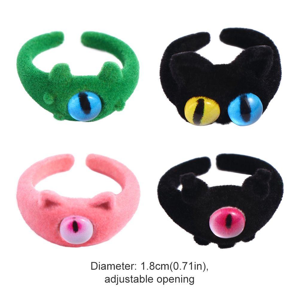 Cute Pile Coating Eyes Finger Ring Open Soft Cat Eye Ring Jewelry Korean Style Flocking Ring Hipster