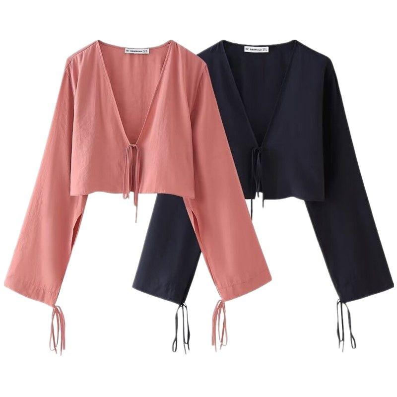 Fashion Style 2024 Summer New Arrival Women's Clothing Stylish Bowknot Decoration Vertical Short Shirt 7975261 800