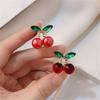 Pack of 2 Small Cherry Rhinestones Hair Claw Clip Elegant Metal Grip Side Claw Clip for Women and Kids Everyday Wear