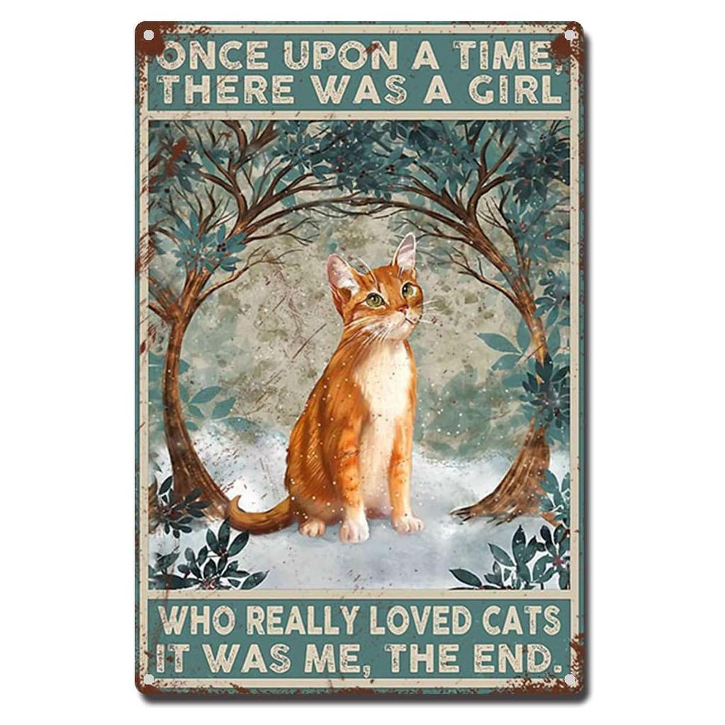 Metal Tin Signs Plaque A Girl Loved Cat Wall Decoration Vintage Iron Painting Art Posters for Man Cave Home Cafe Garden Club