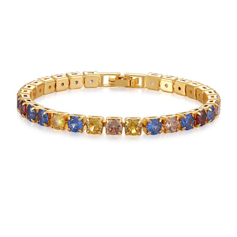 Fashion Modern Color Retention Real Gold Plated Colored Zircon Business Bracelet For Women