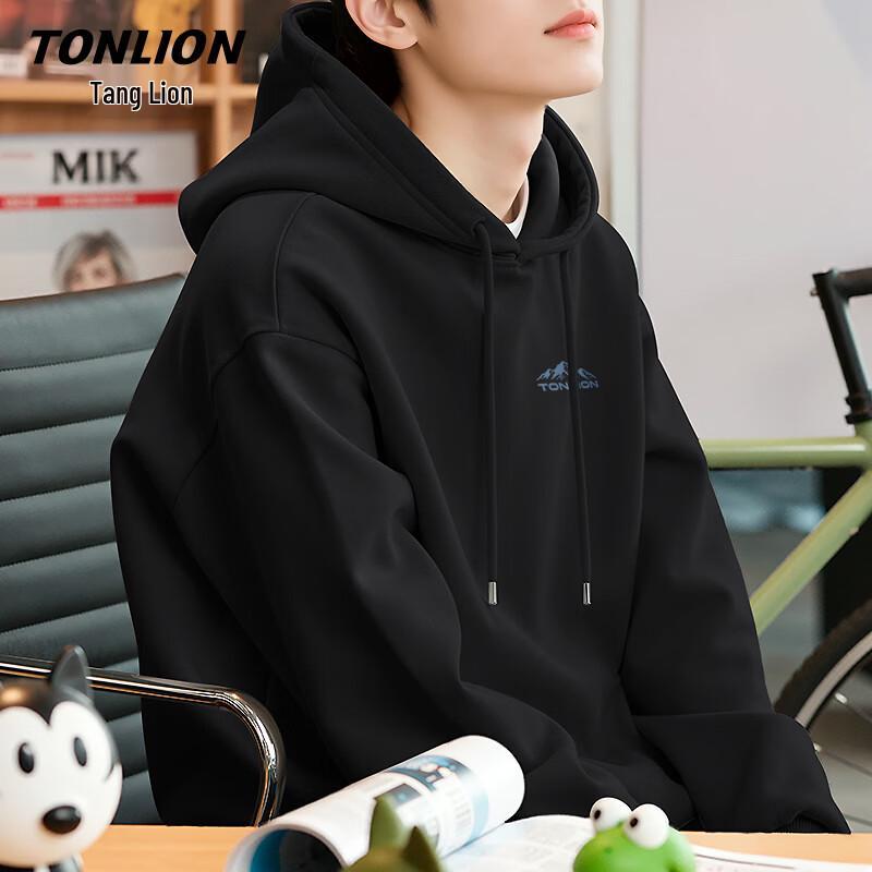 TonLion Men's American Retro Hooded Sweatshirt