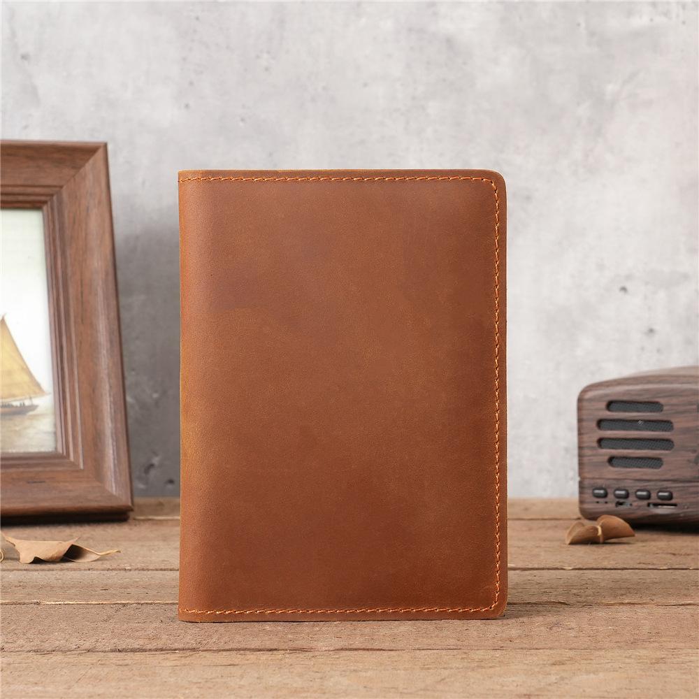 

Обложка для паспорта ручной работы Crazy Horse из натуральной кожи для мужчин, органайзер для багажа и документов тёмно-рыжий