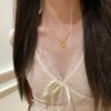 Brushed small sugar cube zircon necklace female niche exquisite simple light luxury high sense French fashion commuter collarbone chain