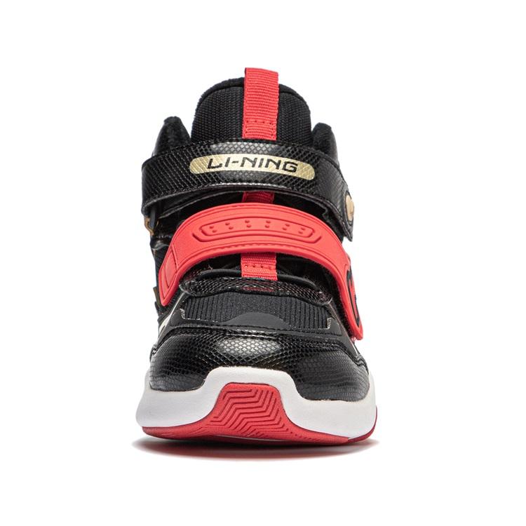 Li Ning Kids Sports Comfortable Non-Slip Wear-Resistant Casual Shoes Kids Casual Shoes Black Red YKNT150-9