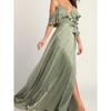 Export Single Lu Home off-the-Shoulder Strap Ruffles Sexy Beautiful Film Tourism Island Elegant One-Piece Dress