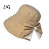 Spring Autumn Sun Hat Women Summer Hat, Back Bowknot Fisherman Wide Brim UV Protection Travel Bucket for Outdoor Hiking Fishing Beach Use Casual