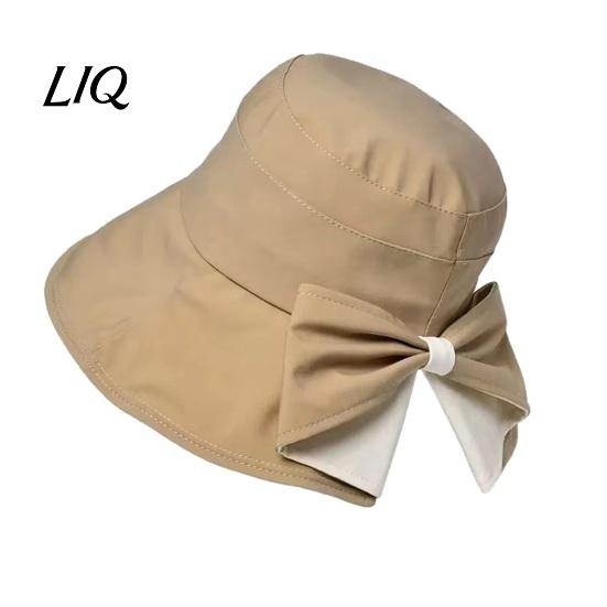 Spring Autumn Sun Hat Women Summer Hat, Back Bowknot Fisherman Wide Brim UV Protection Travel Bucket for Outdoor Hiking Fishing Beach Use Casual