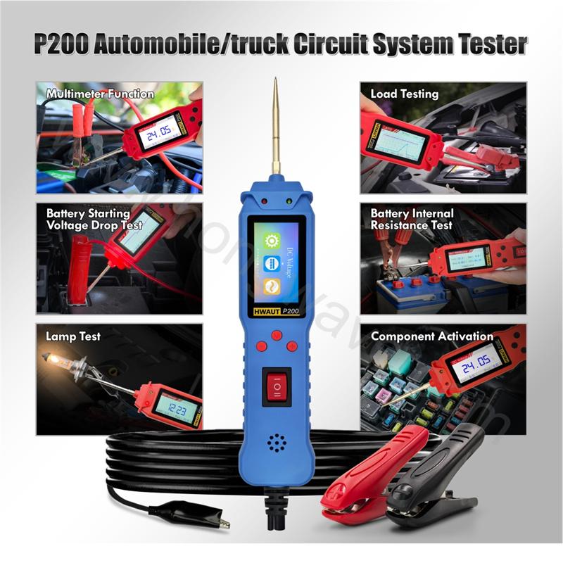 P100 P200 Automotive Circuit Tester 12V/24V Power Probe Diagnostic Tool TFT Screen Oscilloscope & PWM Output Overload Protection
