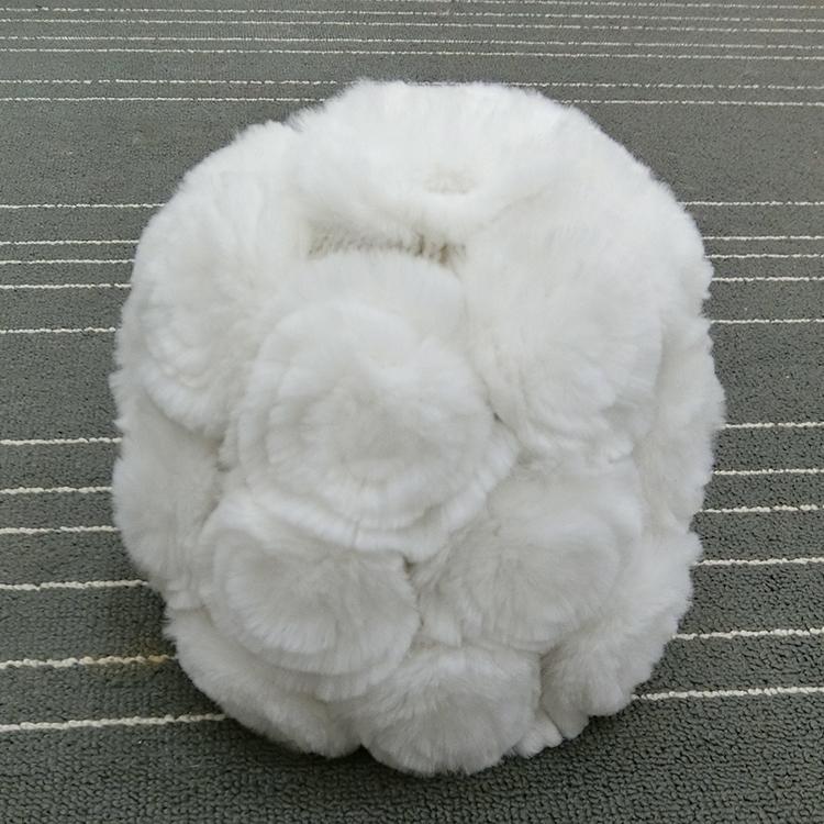 Women's Fashionable Winter Thick Rex Rabbit Fur Hat with Rose Fur Flowers Real Knit Appropriate for Parties
