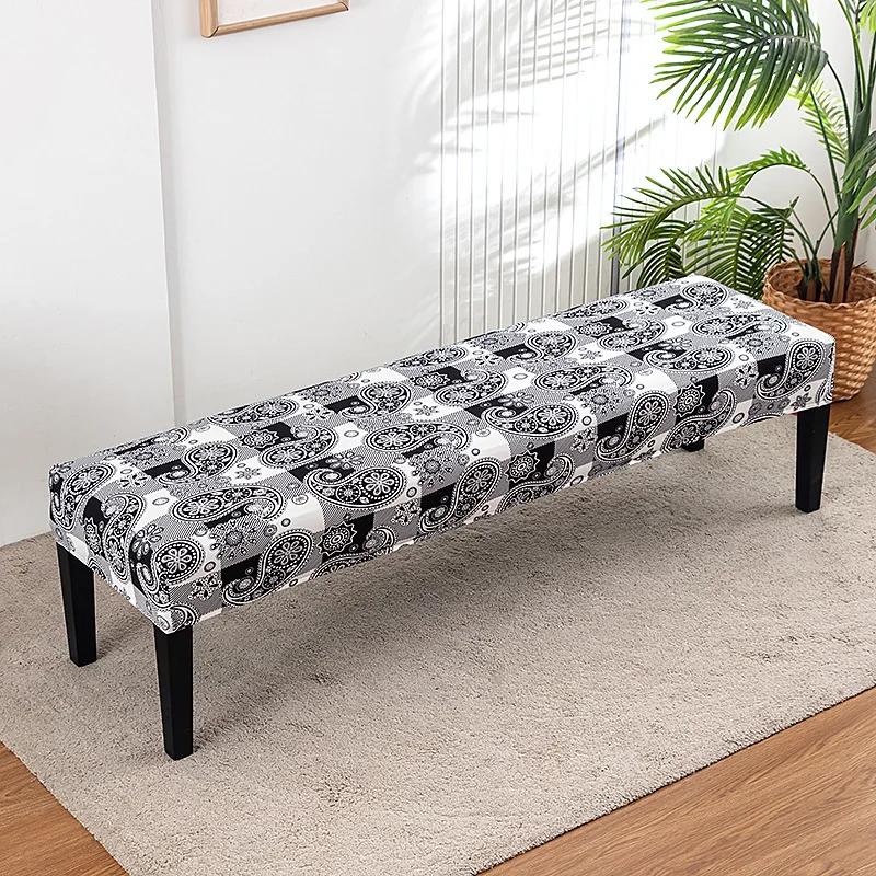 Stretch Piano Stool Covers Floral Printed Long Bench Cover Anti-dirty Ottoman Protector Dining Chair Slipcover Living Room