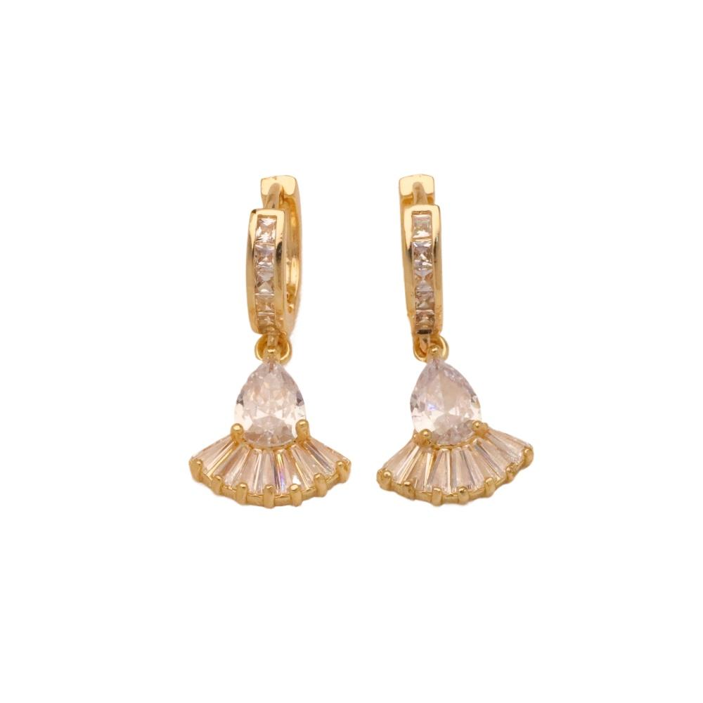 1 Paar Einfache Geometrische Formen Zirkonia Hängeohrringe für Frauen Goldene Ohrring-Schmuck Hochzeitsparty-Accessoires