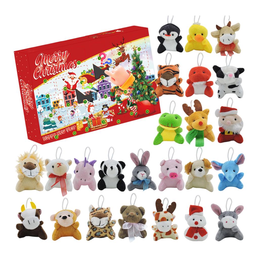 24-Piece Christmas 3D Countdown Plush Toy Sculpting Fun Calendar Toy Set (24 Toys)