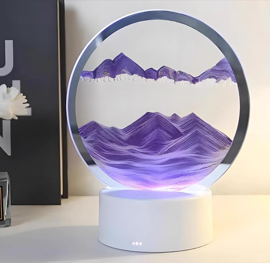LED 16 Colors 3D Sandscape Lamp RGB Hourglass Light Moving Sand Art Frame Night Light with Deep Sea Display New Year Gift