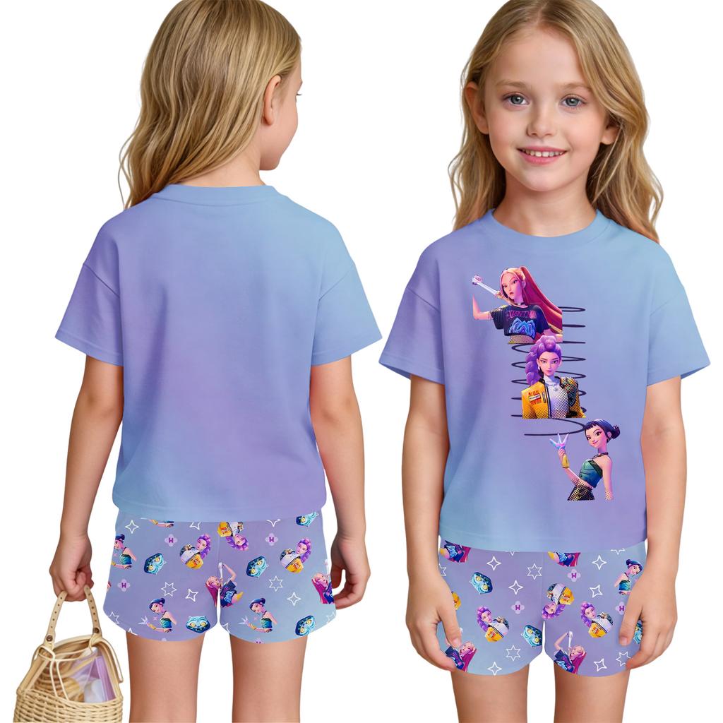 Children's Casual Short Sleeve And Shorts Letter Print Set