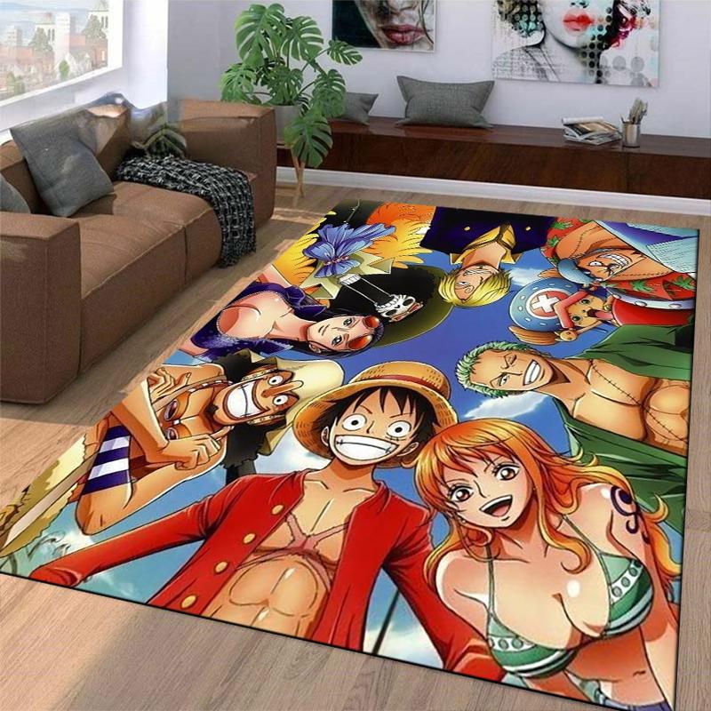 Anime Style Carpet with Colorful Characters and Tropical Theme Suitable for Use As an Anti-slip for Living Room Bedroom Sofas