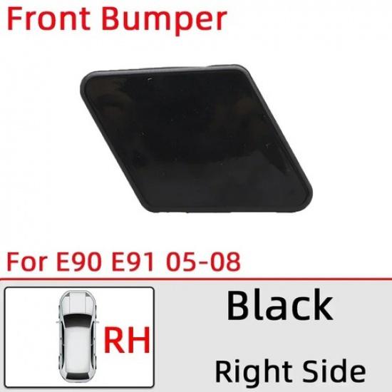 2pcs Black Sapphire Bumper Headlight Washer Cover For BMW 3 Series E90 2005-2008