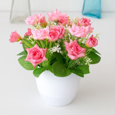 Imitācija podos ziedu roze Viesnīcas dekorēšana plastmasas grāmatu plaukts galds mākslīgais puķu pods birojam