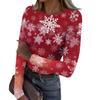 Women's Fashion Slim-Fit Round Neck Base Layer T-Shirt Christmas Print Long-Sleeved Top