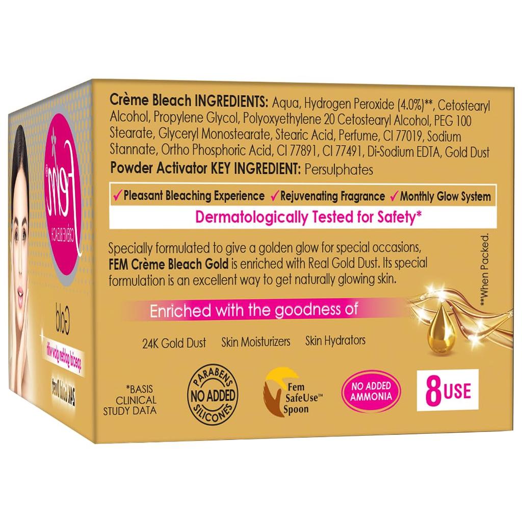 Fem Fairness Naturals Gold Skin Bleach Cream 64g For Radiant Even Tone Glow