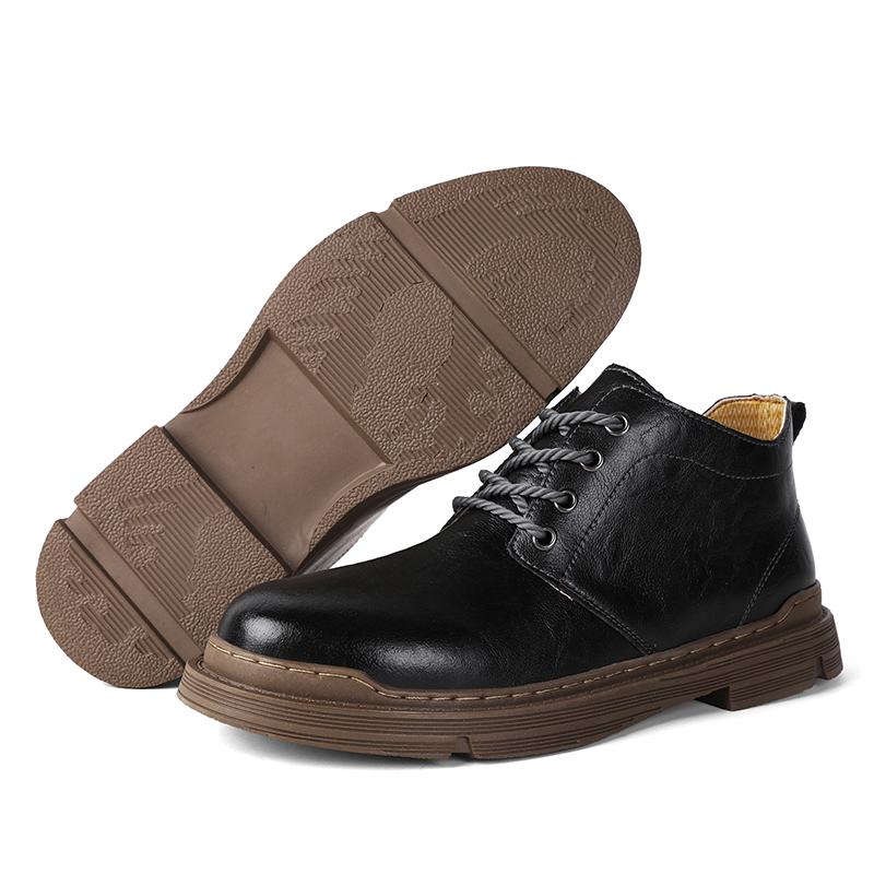 

Four Seasons Высокие мужские кожаные ботильоны большого размера ручной работы Повседневная кожаная обувь для вождения автомобиля 39 чёрный