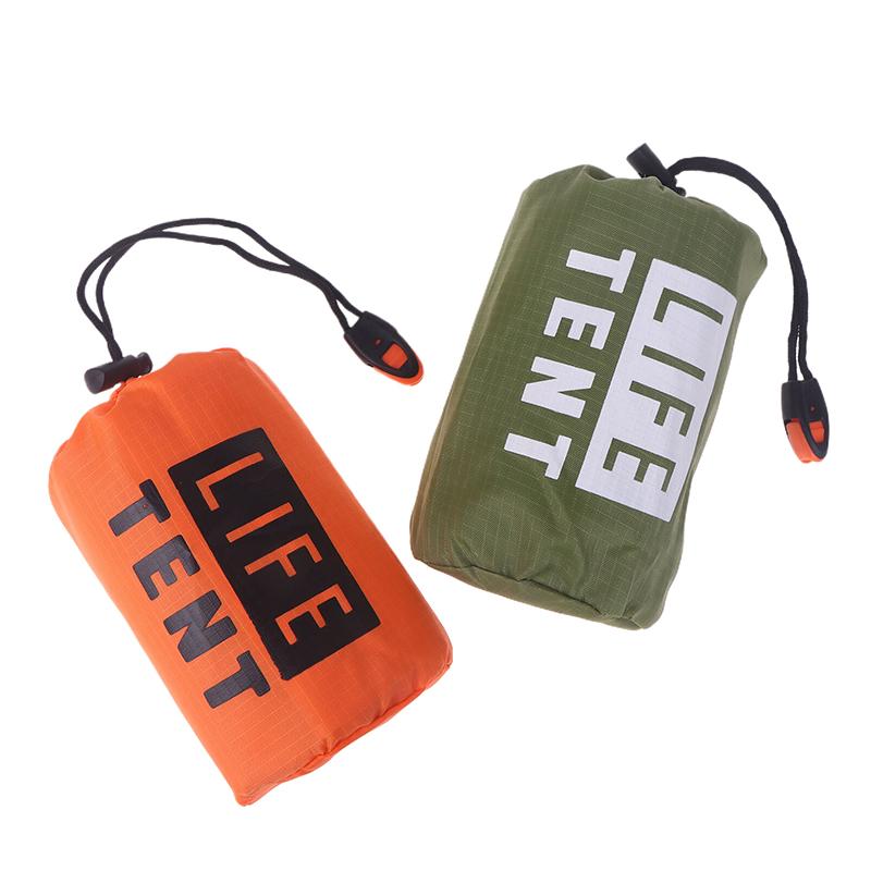 1 Person Emergency Shelter Survival Tent Kit Aluminum Film Triangle Tent Sleeping Bag With Storage Bag Outdoor Thermal Blanket