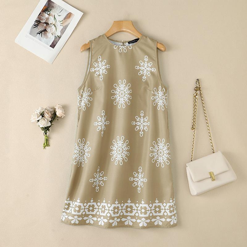 ZANZEA Women Casual Round Neck Sleeveless Print Tank Dress