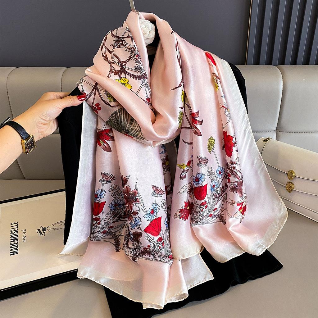 Women 180*90cm Fashion Beautiful Soft Silk Scarves Female Lady Shawl Hijab Wrap Foulard Bandanna Muffler Beach Pareo