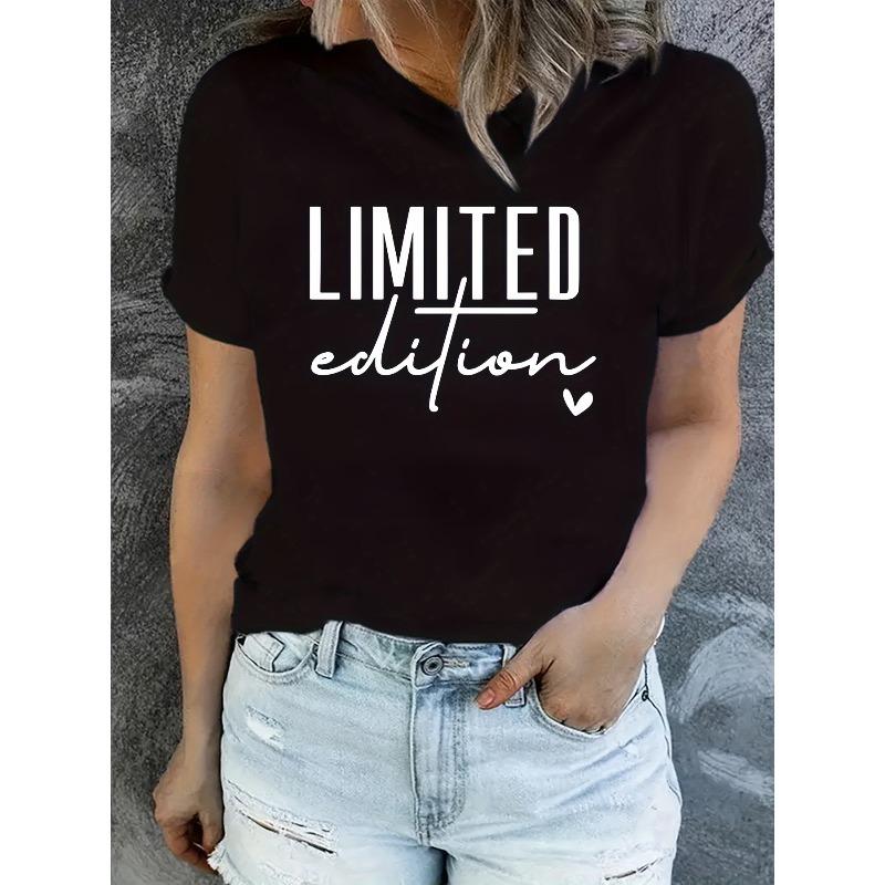 

European Size Letter Printed Causal Round Neck T-shirt, Short Sleeves Sports Running Tops, Women s Activewear 4XL