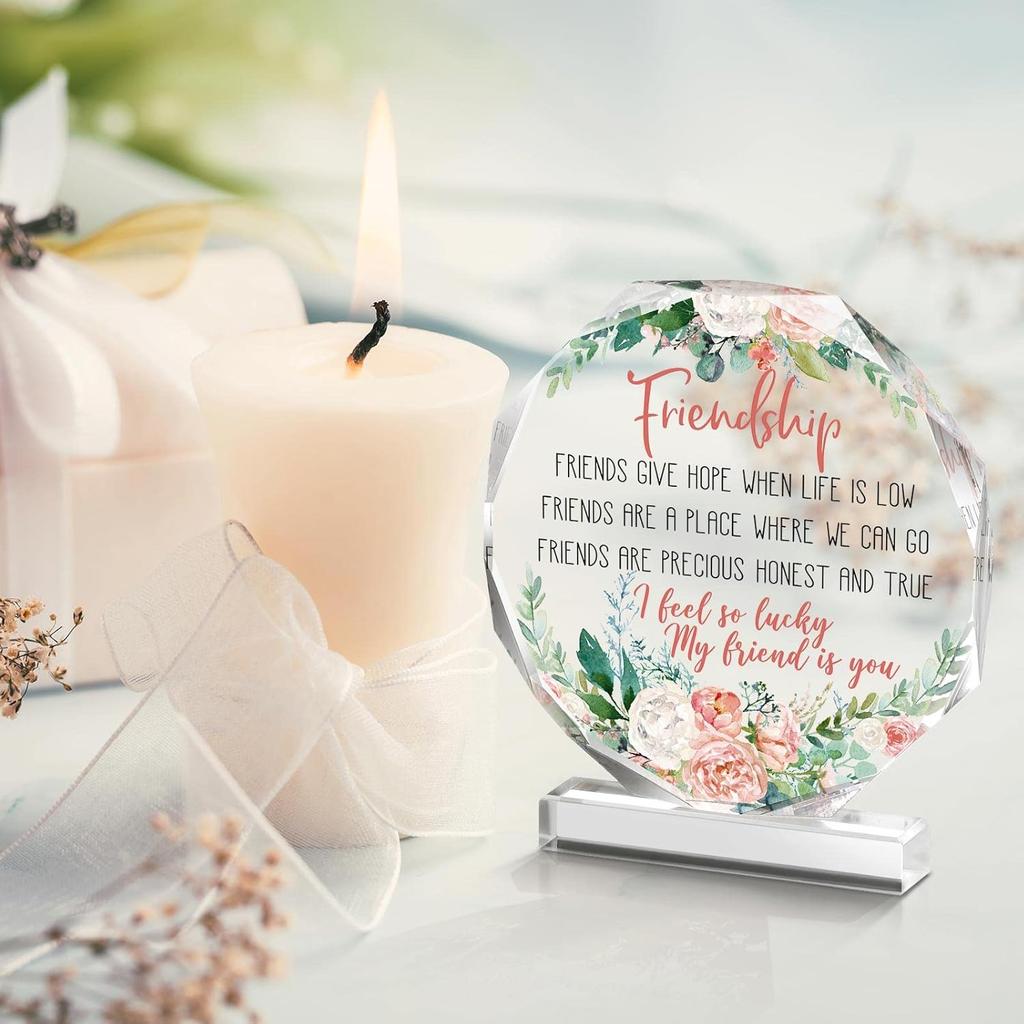 Spiareal Gift for Friend Friendship Women Friend Friendship Birthday Cheer up Gift Acrylic Heart Butterfly Keepsake Paperweight for Home Office Table