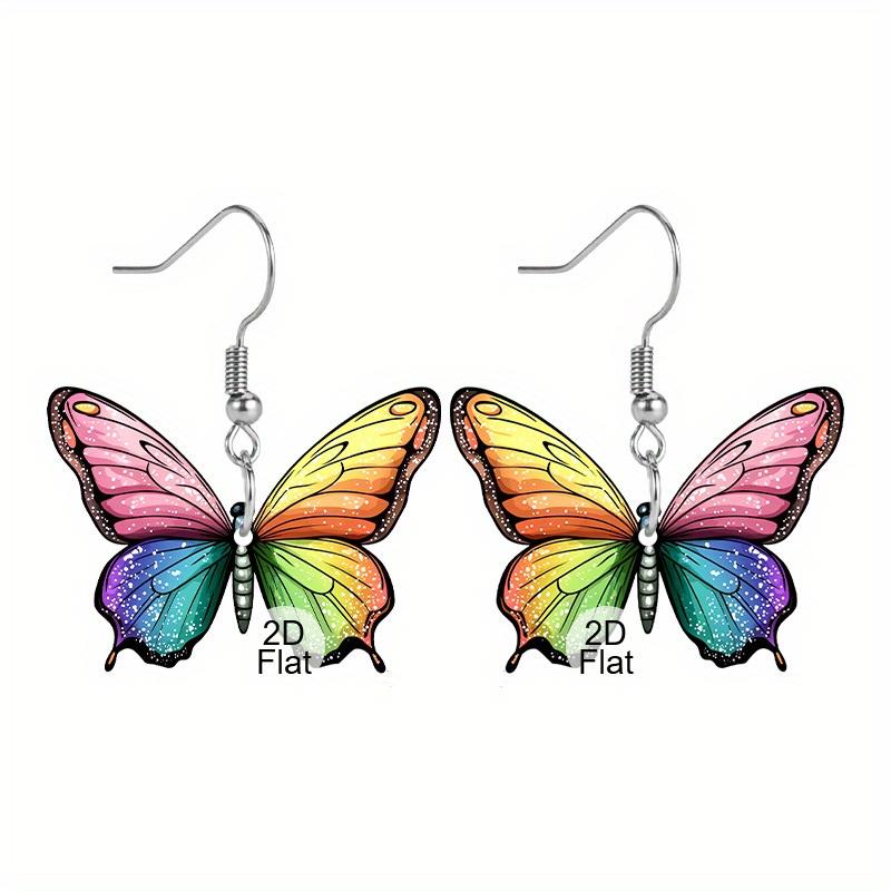 

2D Flat Colorful Butterfly Pattern Acrylic Material Dangle Earrings Lightweight Colorful Earrings for Women Jewelry Gifts