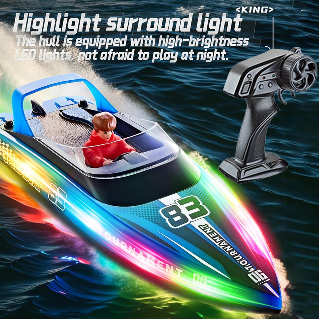 Remote Control Boat Gift Fast Speed Summer Water Toy for River Lakes Bathtub