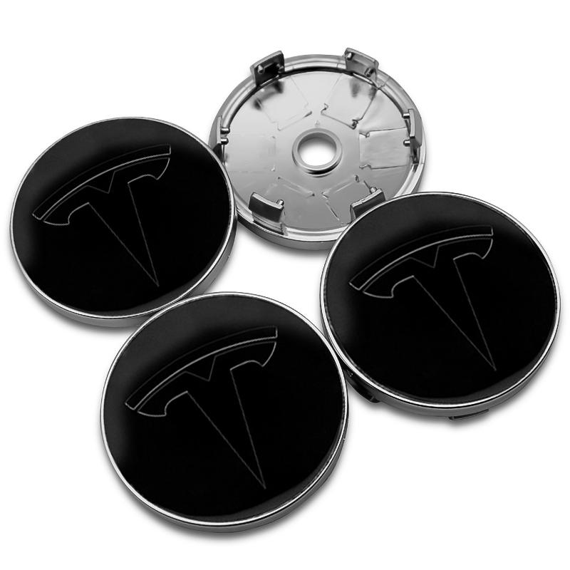 ALL1 4 Stück 56 60mm Auto Radnaben Kappe Reifenkappe 60mm Felgenabdeckung Aufkleber Abzeichen Emblem Zubehör Für Tesla Model 3 Model S X Model Y