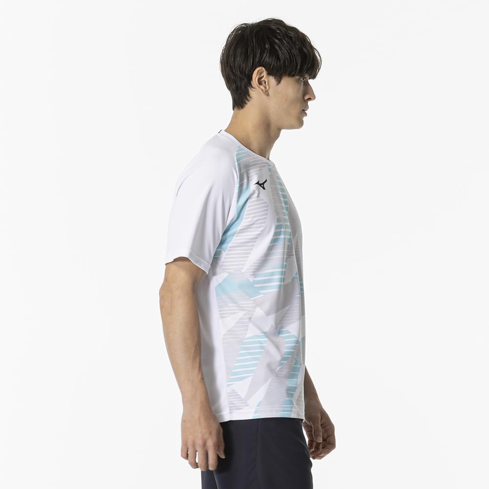 Tennis Badminton Game Short Sweat Quick Dynamotion Certified by Japan Badminton Unisex White [Mizuno] Shirt, Sleeve, Absorbent, Drying, Fit,