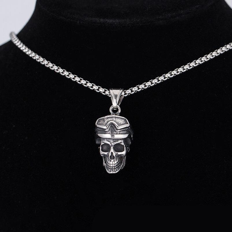 European and American Style Domineering Trendy Men s Skull Pendant Men s Ghost Titanium Steel Necklace 60CM