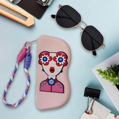 Cute Glasses Case Cute Sunglasses Case For Women Sunglass Organizer Storage Bag Zipper Pouch Silicone With Wrist Strap For