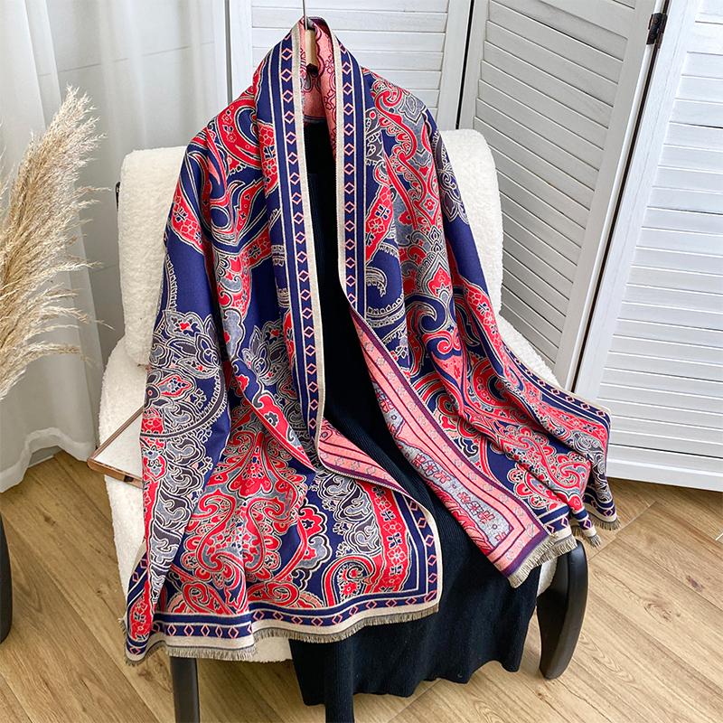 Design Paisley Printed Cashmere Scarf Women Winter Pashmina Shawls And Wraps Thick Warm Bufanda Stoles Blanket Luxury
