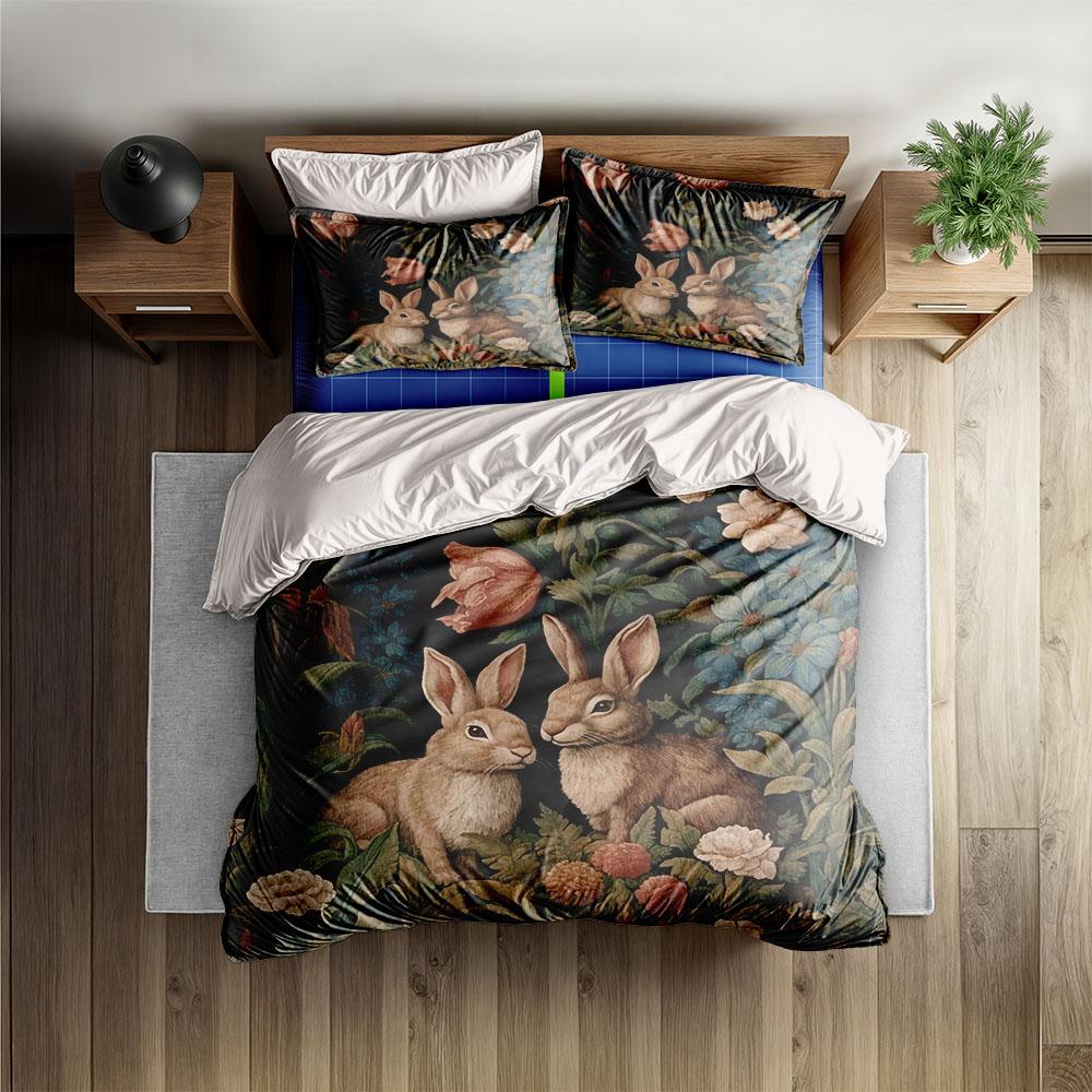Taupe Cottagecore Wild Deer Duvet Cover Set EU Single Double King US Twin Full Queen Size Bed Linen Set