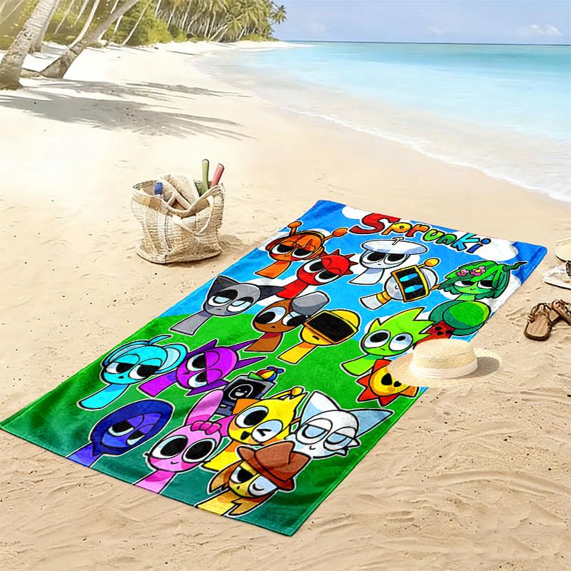 Asciugamano da Spiaggia Sprunki Print, Asciugamano Grande Morbido ad Asciugatura Rapida per Spiaggia Campeggio Nuoto