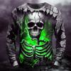 2025 Fall Winter Fashion Skeleton Prints Long Sleeve T-Shirts for Men Gothic Trendy Streetwear Casual Tops Halloween Party Tee