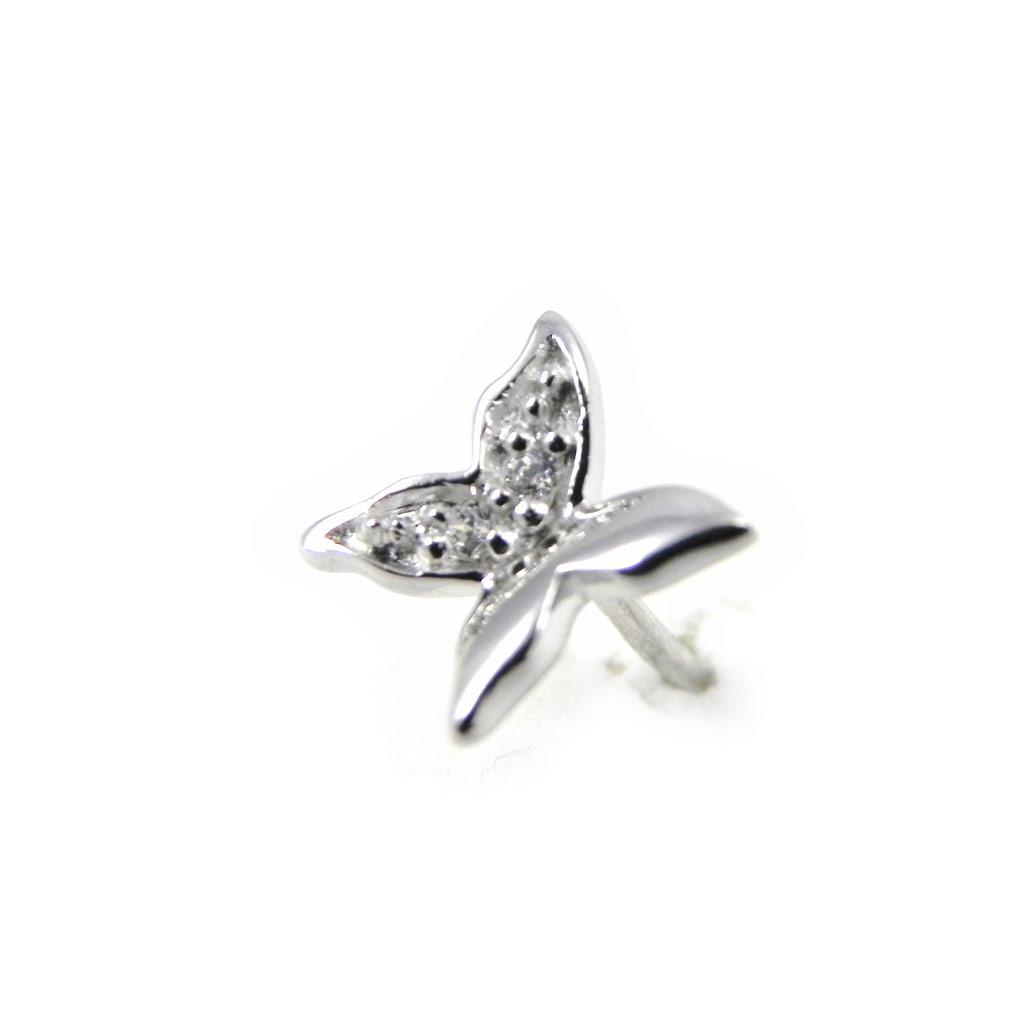 Altesse [G2282] - Ασημένια Σκουλαρίκια 'Πεταλούδα Φως' Ασημί λευκό (ροδιωμένο) - 7x8 χιλ.