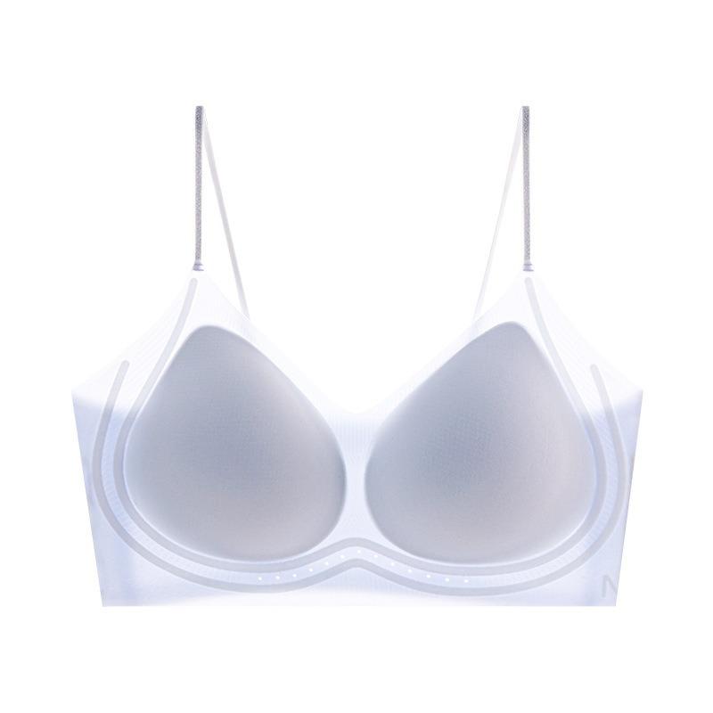 Summer Thin Ultra-thin Ice-feeling Milk Skin Fine Flash Shoulder Strap Liquid Jelly Underwear Women's Seamless Breathable Suspenders