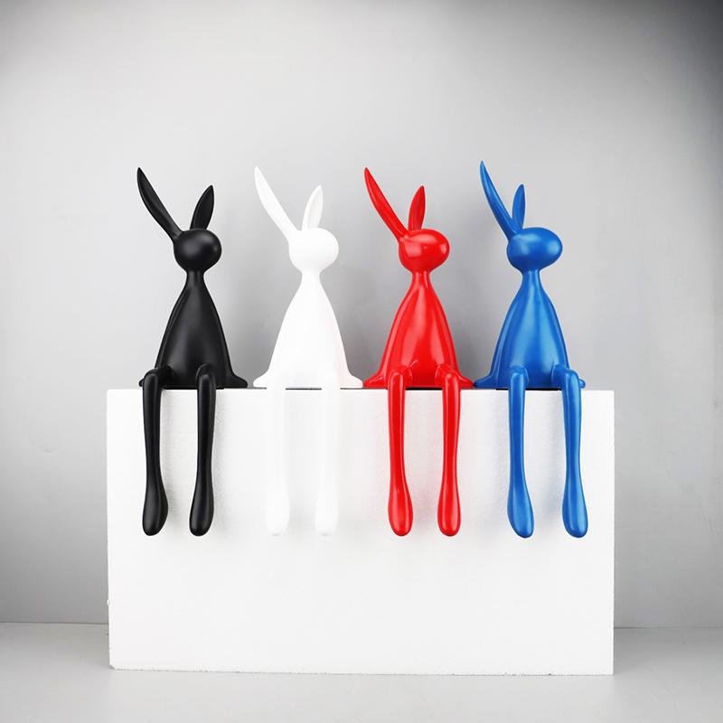 28CM Nordic Home Decorate Figurines for Interior Gift Rabbit Statue Christmas Room Decor Abstract Art Sculpture Desk