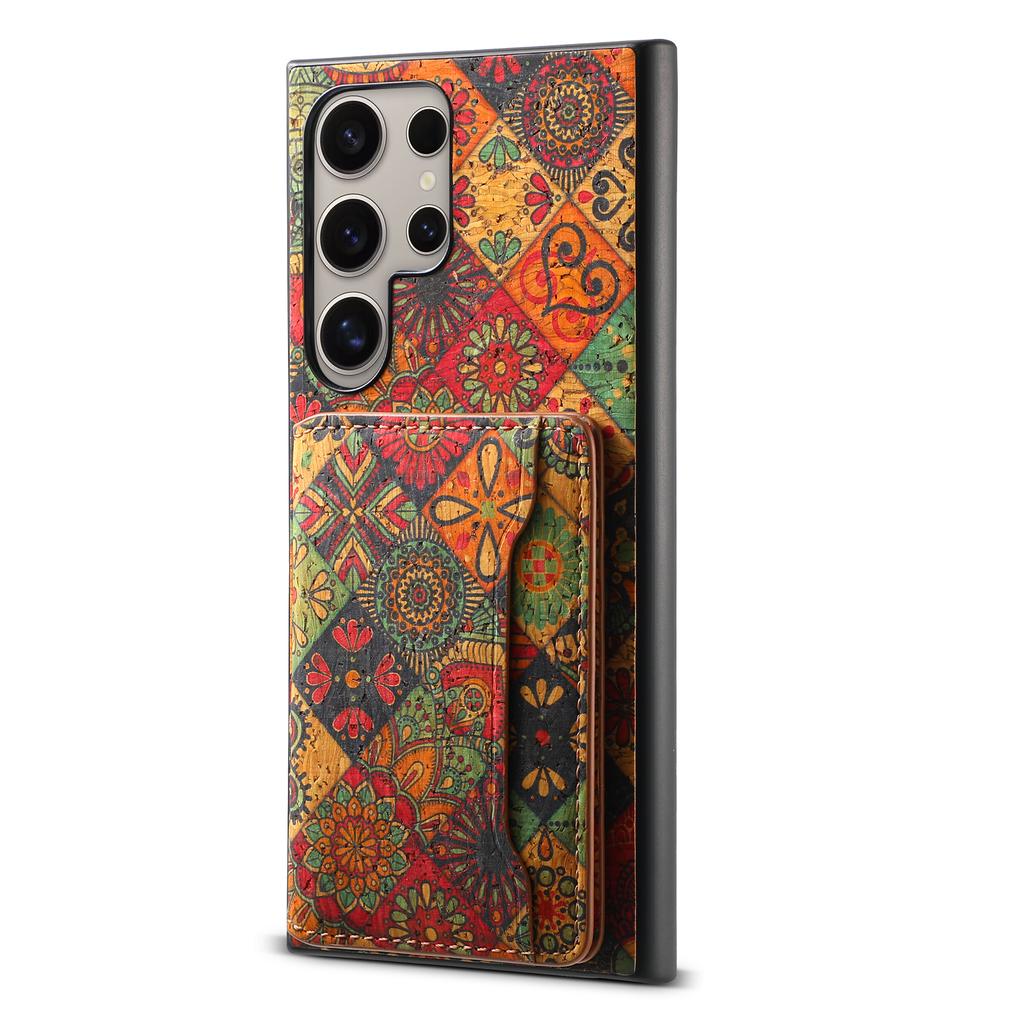 For Samsung Galaxy S25 Ultra Case Flower Print Leather+PC+TPU Cover with Card Holder Kickstand