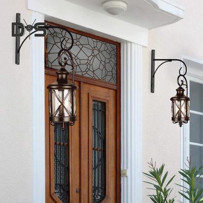 Gancho de pared de hierro para macetas, soporte de estilo vintage con punta curva para colgar cestas, linternas y comederos para pájaros