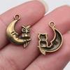 10pcs Moon Charms For Jewelry Making Antique Bronze Silver Color Pendants Making DIY Handmade Tibetan Finding Jewelry